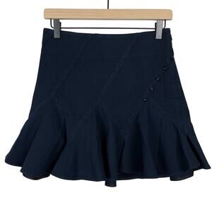 Derek Lam 10 Crosby Godet Ruffle Mini Skirt Navy Size‎ 0 Chic Preppy